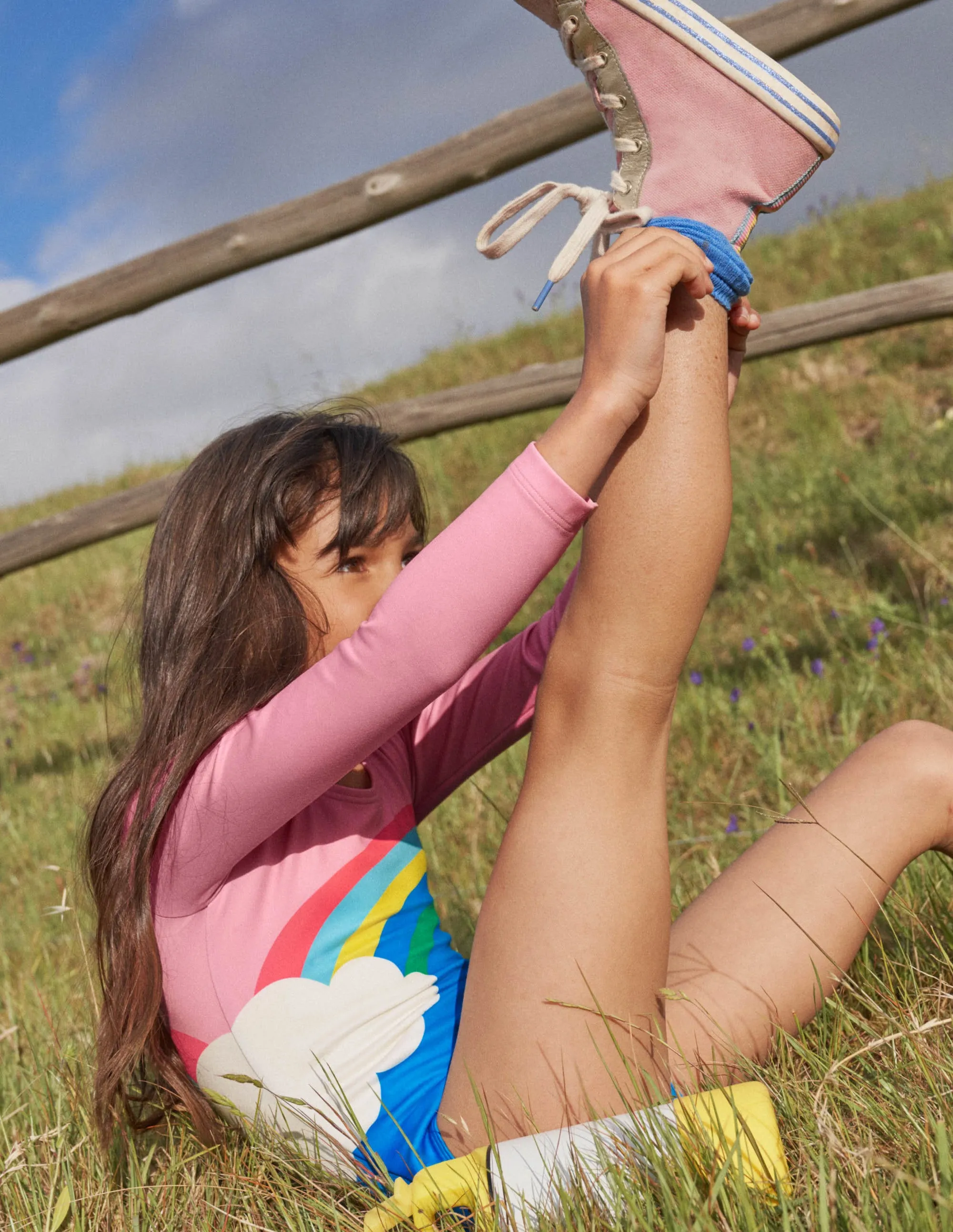 Activewear Leotard-Pink Lemonade Rainbow