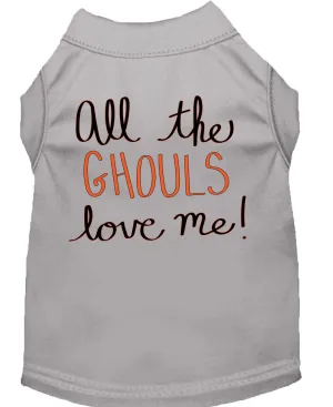 All The Ghouls Screen Print Dog Shirt Grey Xs (8)