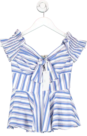 Caroline Constas Blue Artemis Bustier Top UK XS