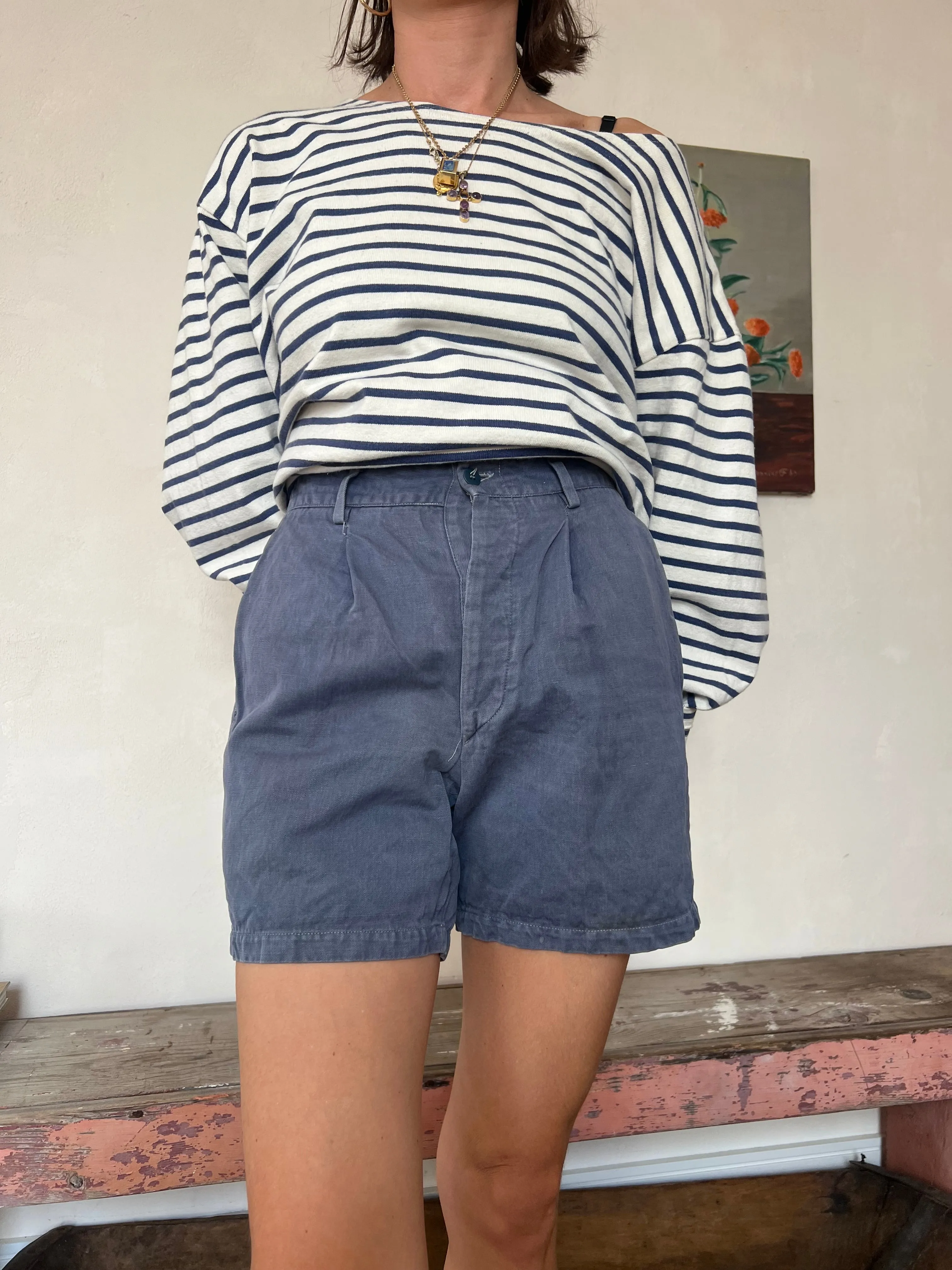 French Faded Workwear Shorts #1