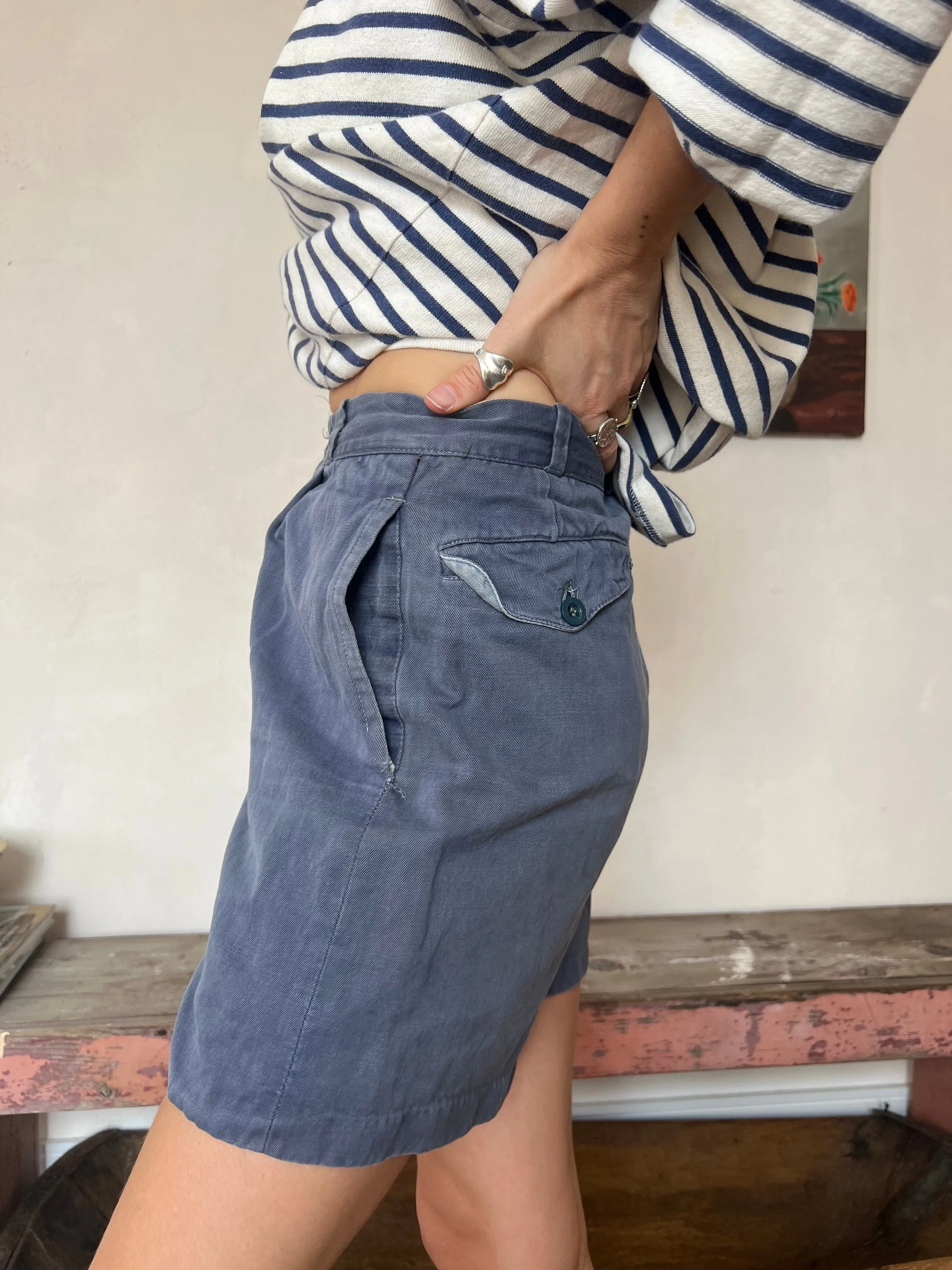 French Faded Workwear Shorts #2