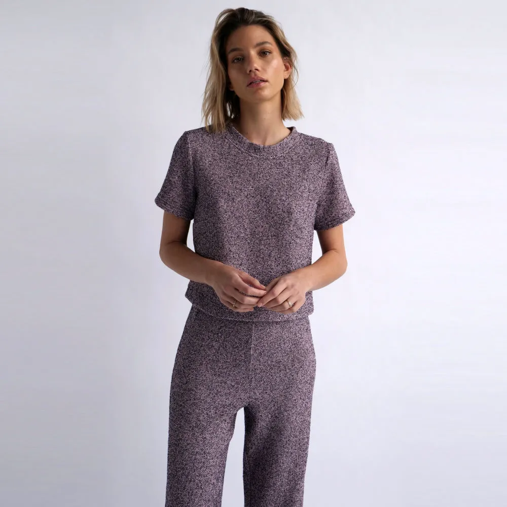 Gabrielle Tailored Tee Purple Tweed
