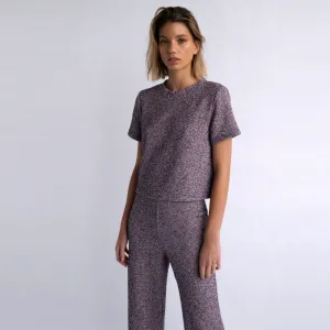 Gabrielle Tailored Tee Purple Tweed
