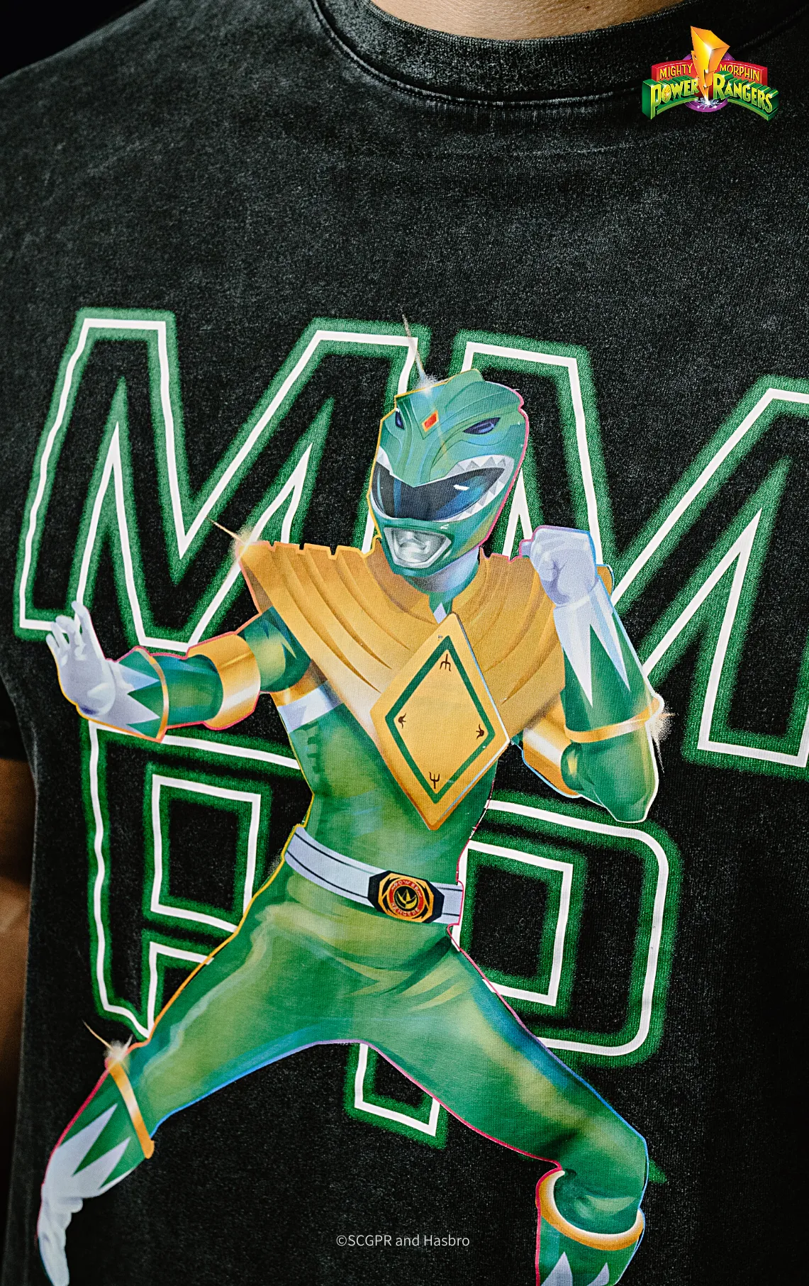 Green Ranger Retro Graphic Acid Wash Tee