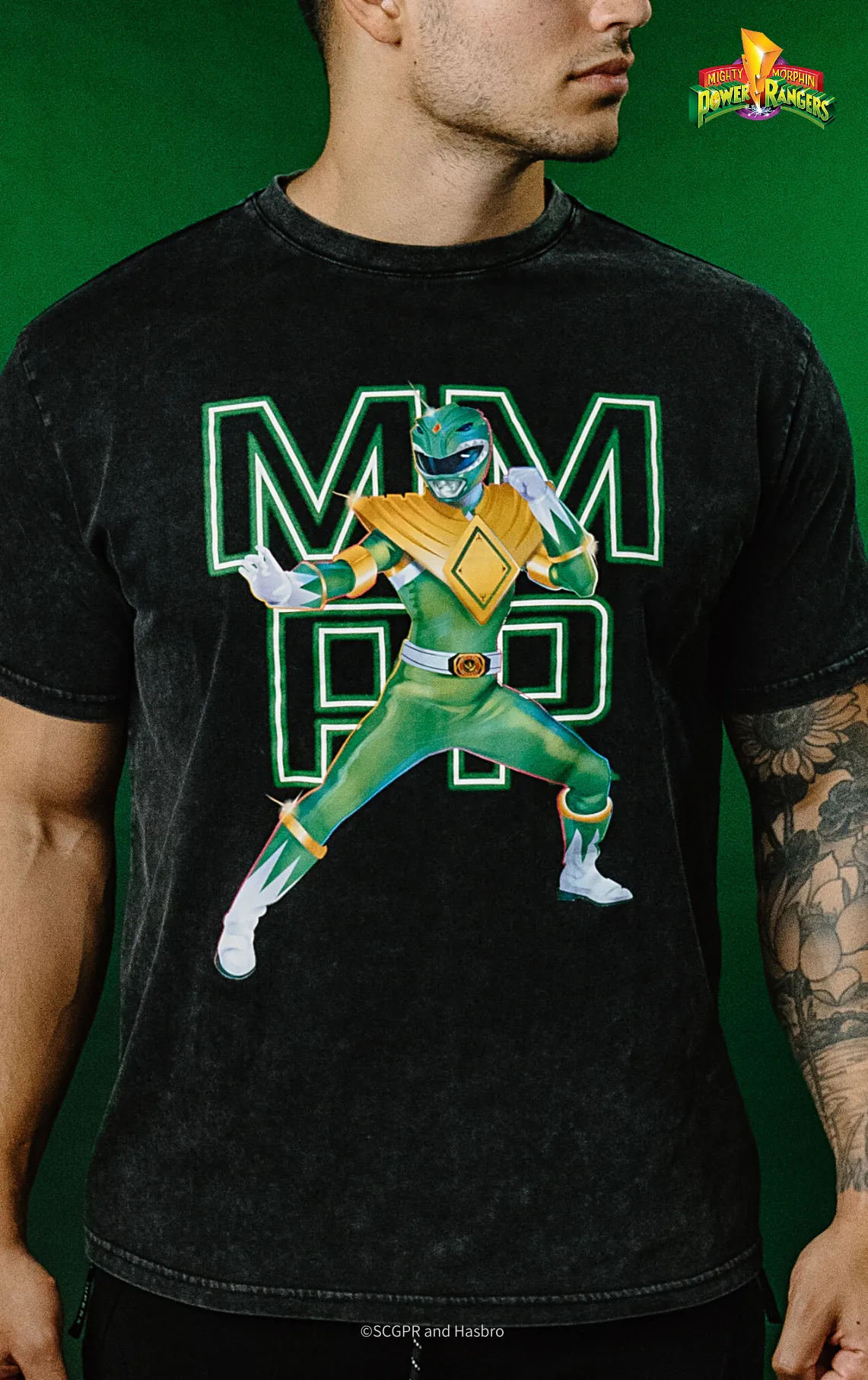 Green Ranger Retro Graphic Acid Wash Tee