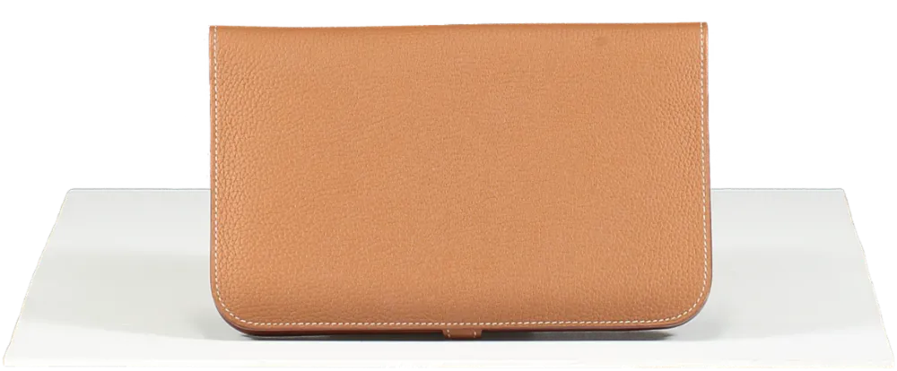 Herms Dogon Duo Combined Wallet In Gold With Gold Hardware BNIB