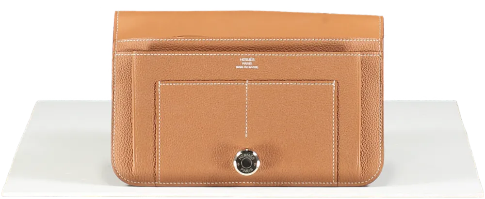 Herms Dogon Duo Combined Wallet In Gold With Gold Hardware BNIB