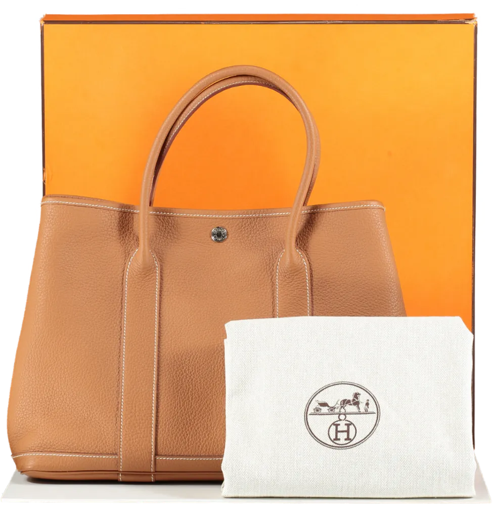 Herms Gold Leather Garden Party 36 Tote Handbag