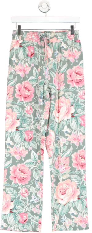 Laura Ashley Green Floral Print Pull On Trouser UK 8