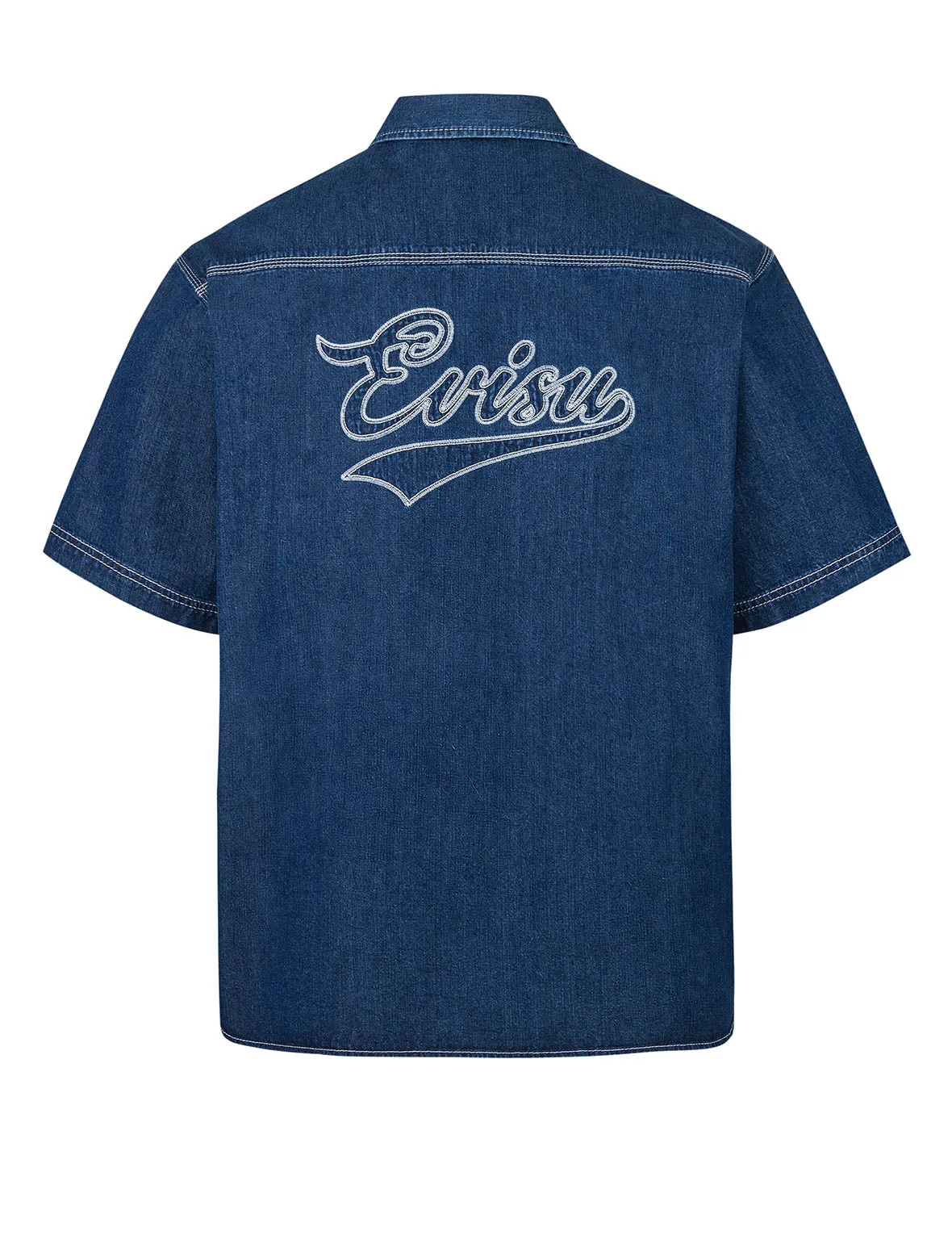 Logo Embroidery Fashion Fit Denim Short-Sleeves Shirt