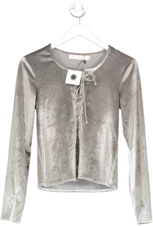 MaisxFrida Grey Aria Lace Up Top UK S