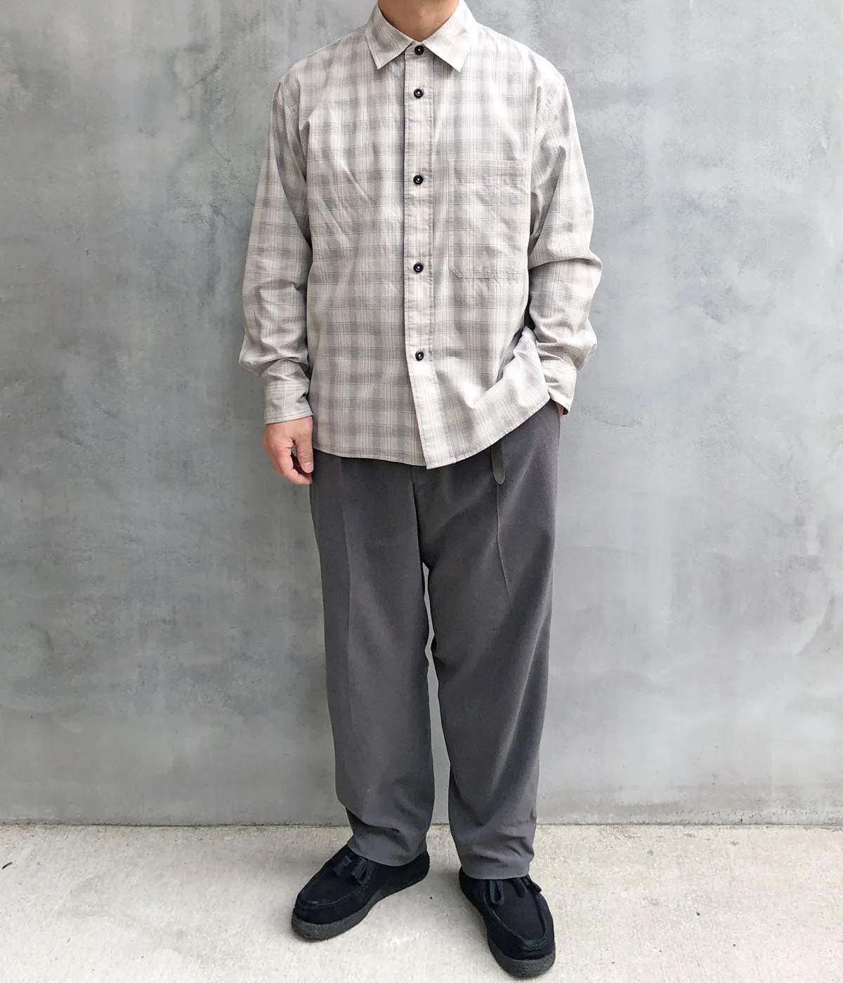MHL./WORKWEAR CHECK COTTON SHIRTING (ECRU)