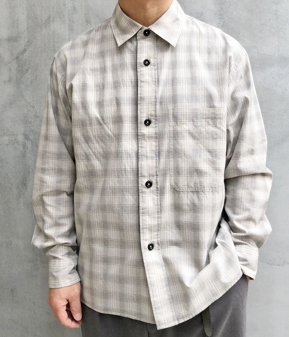 MHL./WORKWEAR CHECK COTTON SHIRTING (ECRU)
