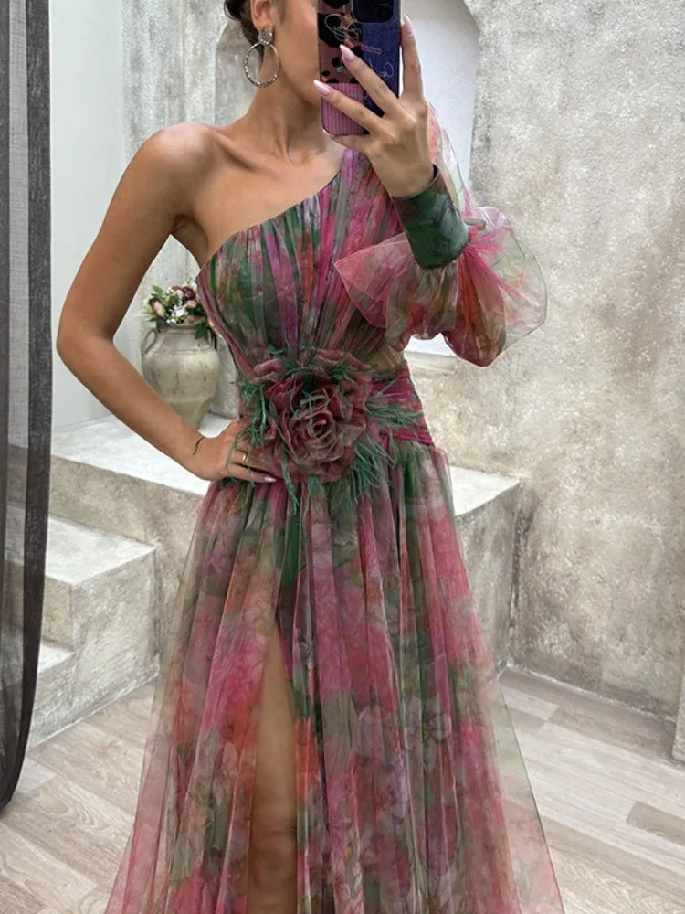 Nicole | Asymmetrical Floral Maxi Dress