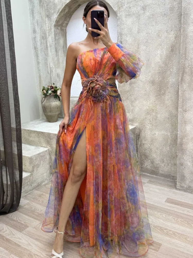 Nicole | Asymmetrical Floral Maxi Dress