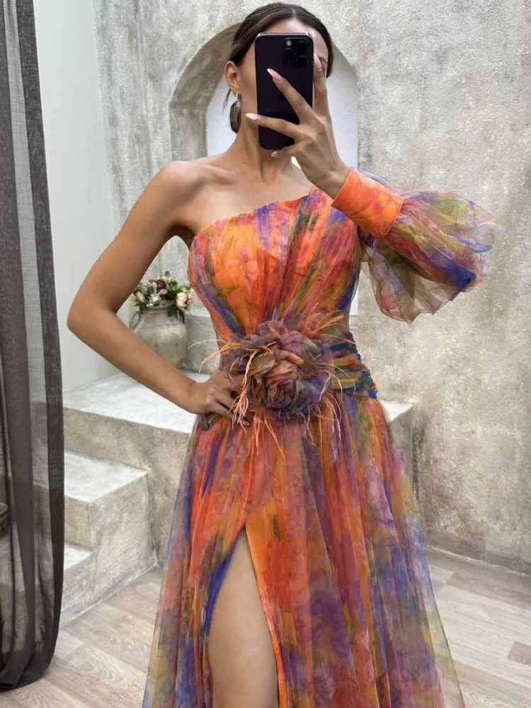 Nicole | Asymmetrical Floral Maxi Dress