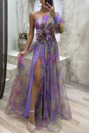 Nicole | Asymmetrical Floral Maxi Dress