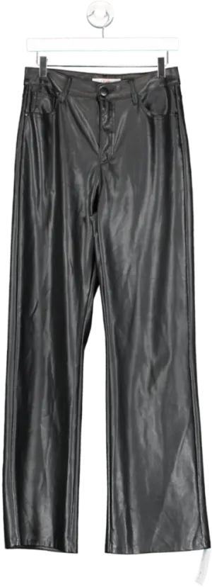 Oraije Black Barbara Faux Leather Trousers UK 10
