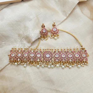 Red Kemp designer goldplated necklace set