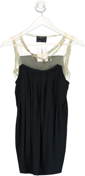 Roberto Cavalli Black Embellished Pleated Top UK 10