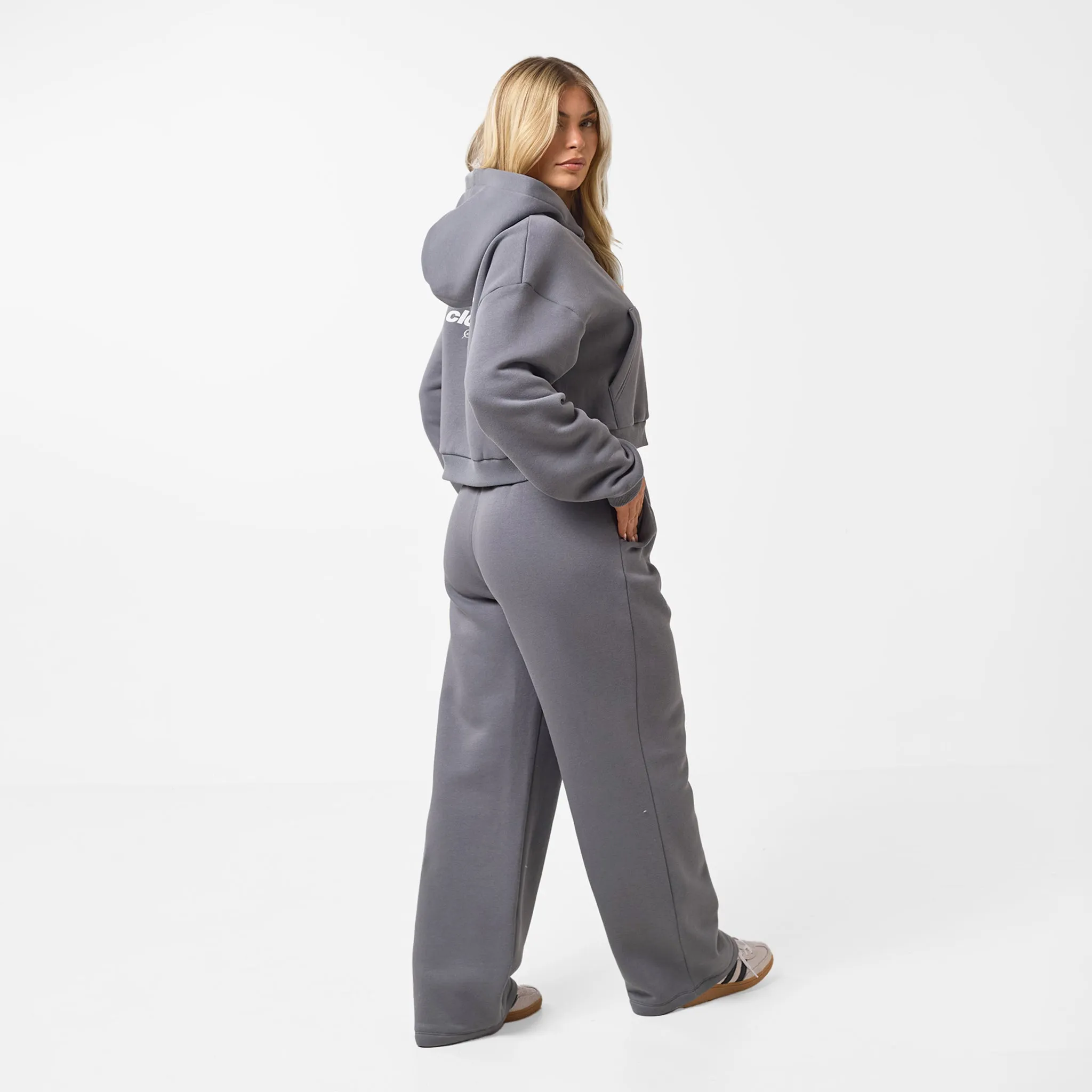 Stacked Crop Tracksuit | Space Grey
