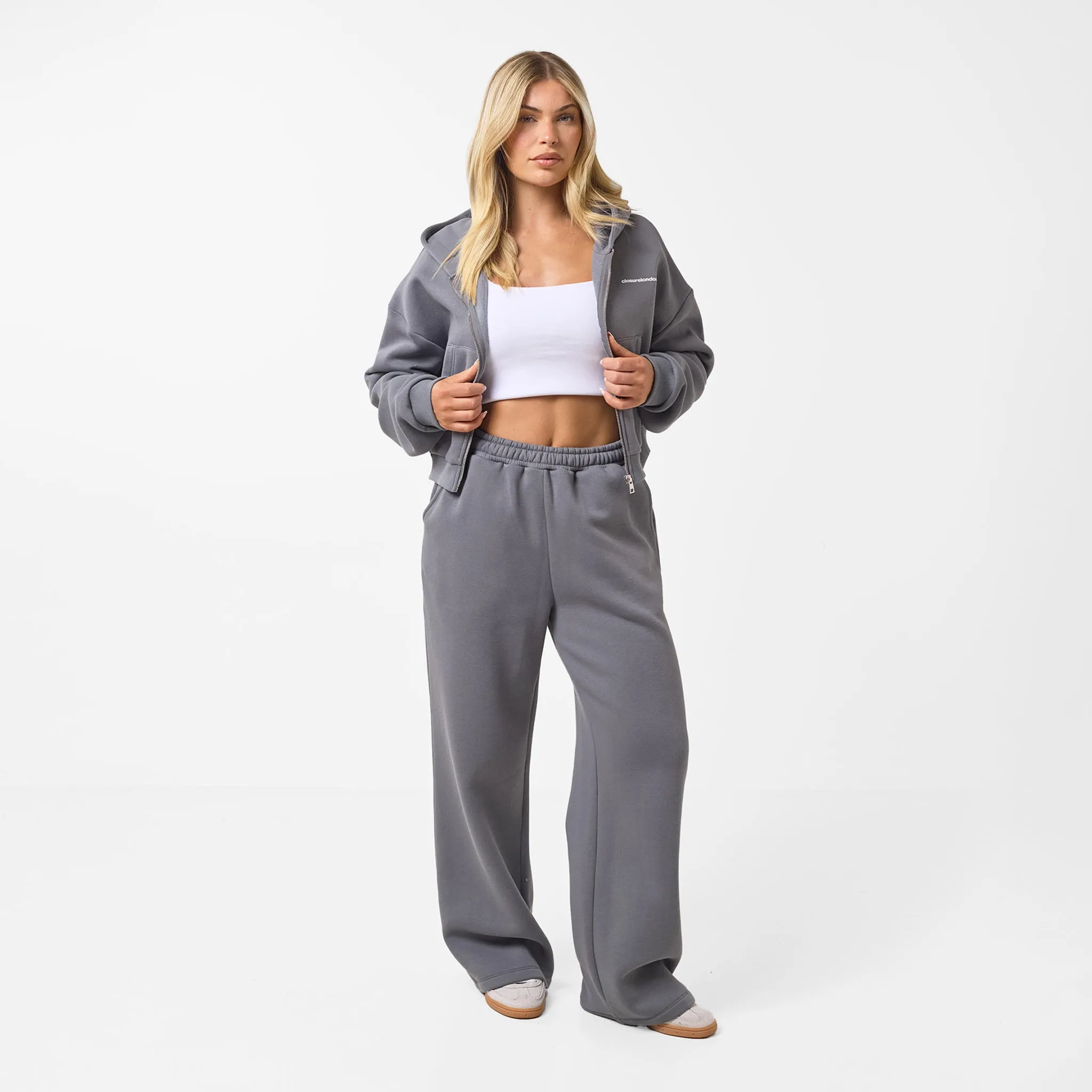 Stacked Crop Tracksuit | Space Grey