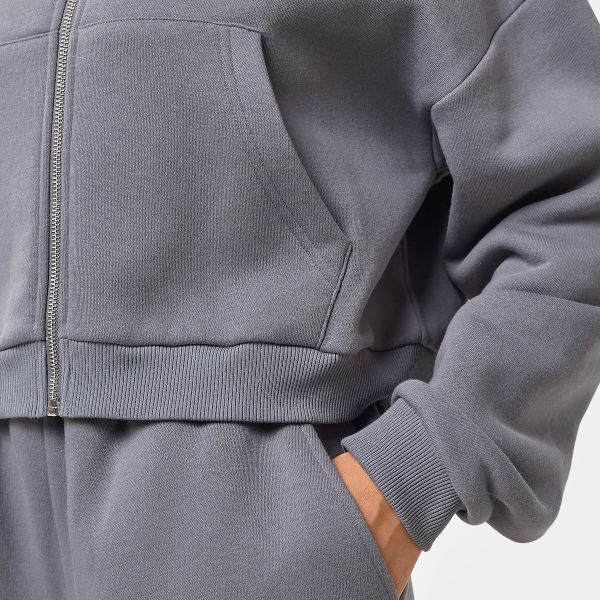 Stacked Crop Tracksuit | Space Grey