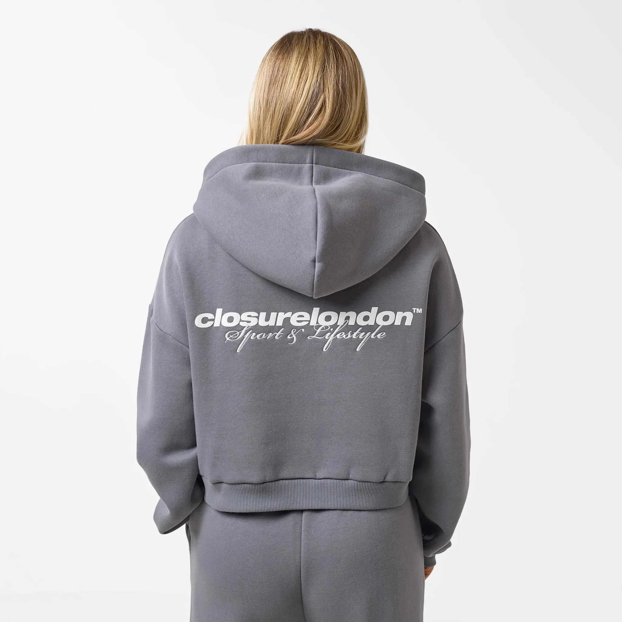 Stacked Crop Tracksuit | Space Grey