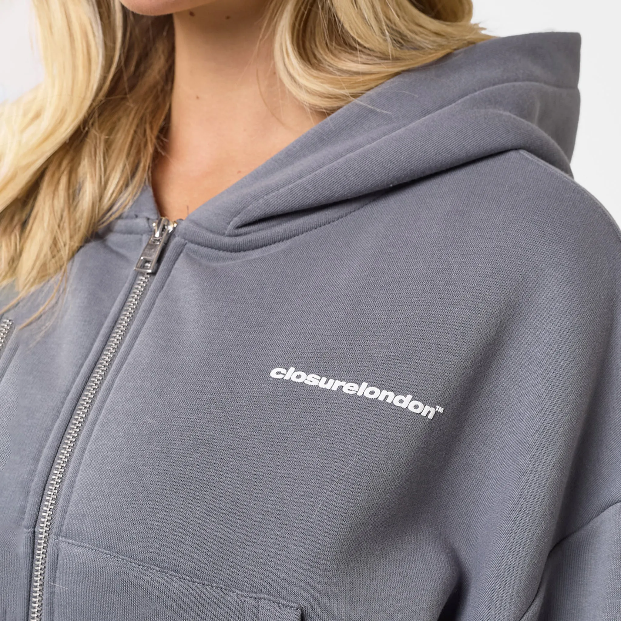 Stacked Crop Tracksuit | Space Grey