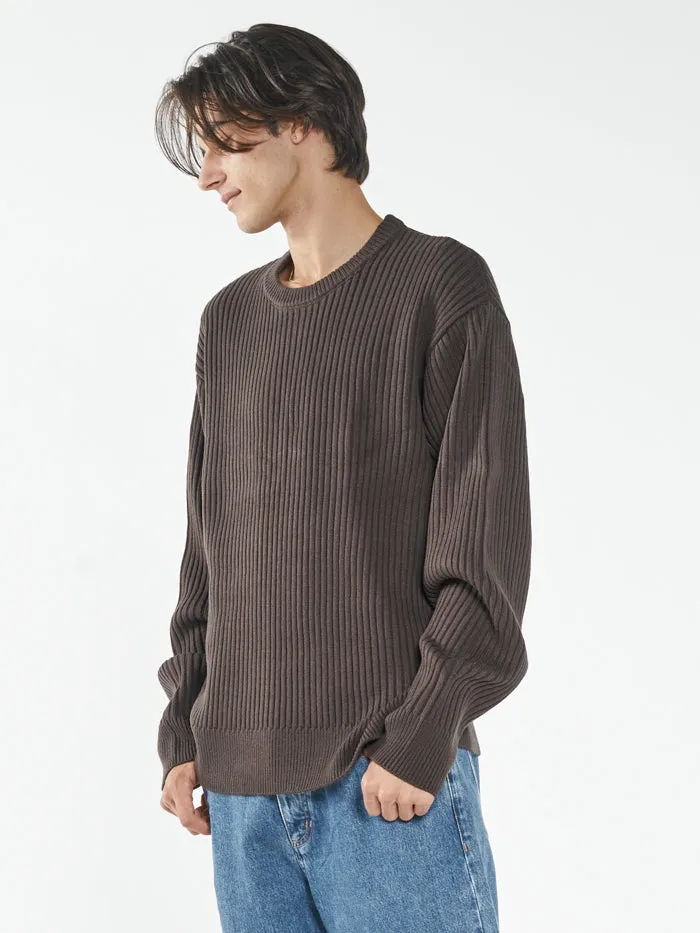 Thrills Union Rib Crew Knit - Postal Brown