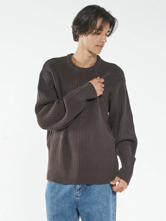 Thrills Union Rib Crew Knit - Postal Brown