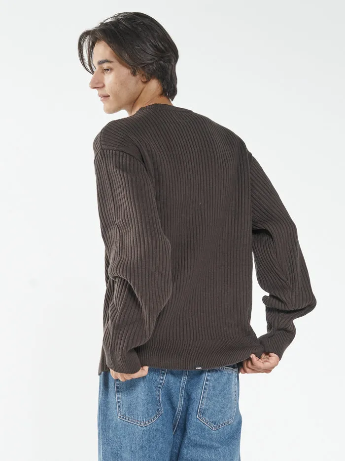 Thrills Union Rib Crew Knit - Postal Brown